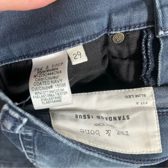 Rag & Bone Standard Issue Fit 2 Coated Navy - Picture 4 of 9